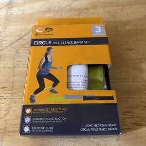 CHAMPION Exercise Circle Resistance Band ~ 3 Pack Set Light Medium & Heavy NEW
